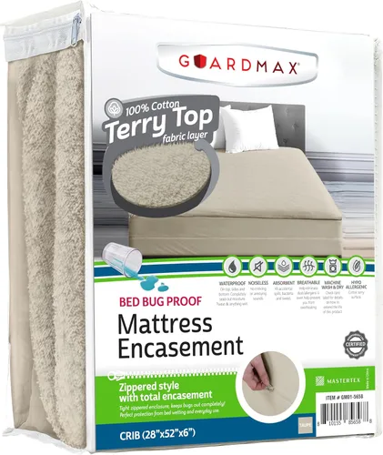 Miniatura 77 de Guardmax Funda de colchón Queen con cremallera, protector de colchón 100% impermeable, suave y absorbente de algodón de rizo superior para niños, 1