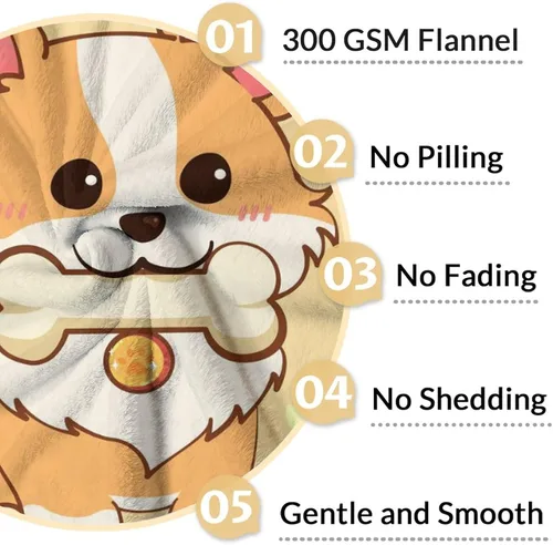 Miniatura 4 de Corgi - Manta de regalo de 40 x 30 pulgadas, bonita manta para niños y niñas, mantas amarillas suaves y peludas para regazo, silla