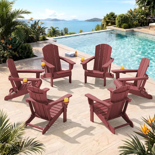 Miniatura 19 de SERWALL Silla Adirondack plegable ajustable, silla Adirondack reclinable con portavasos, Aruba