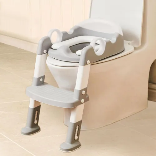 Wiifo - Asiento de entrenamiento para ir al baño con escalera para niños y niños pequeños, escalera resistente para orinal con cojín acolchado suave