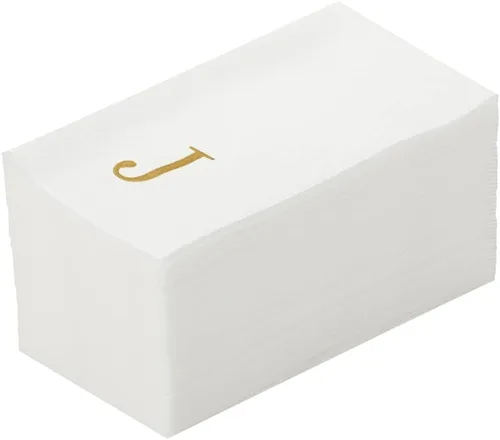 Miniatura 59 de Luxenap Toallas de invitados de tacto de lino de 15.8 X 7.9 pulgadas, 50 toallas de mano con letras - Letra dorada "S", fuente sans serif