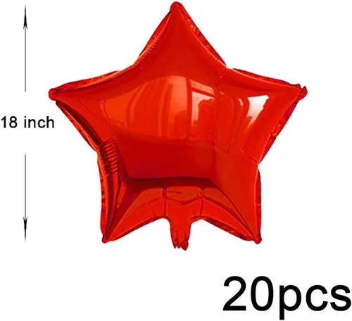 Miniatura 2 de 20 globos de papel de aluminio de estrella roja de 18 pulgadas, globos de helio en forma de estrella roja, globos de Mylar para el día de San