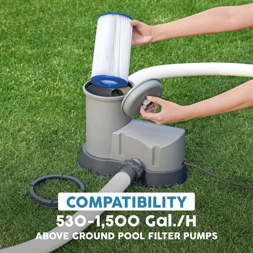 Miniatura 4 de Bestway - Cartucho de filtro de piscina tipo III A/C para bomba de 530 a 1500 GPH, cartucho de repuesto para filtro de papel para piscina sobre