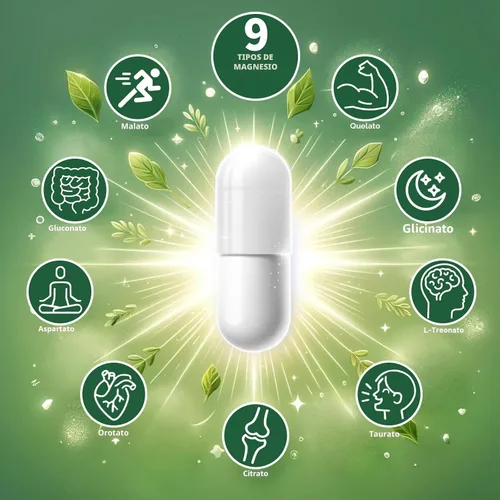 Miniatura 2 de Suplemento de magnesio con 9 formas de magnesio glicinato de alta absorción, L-treonato, citrato, malato y más para el músculo, apoyo cerebral, sin