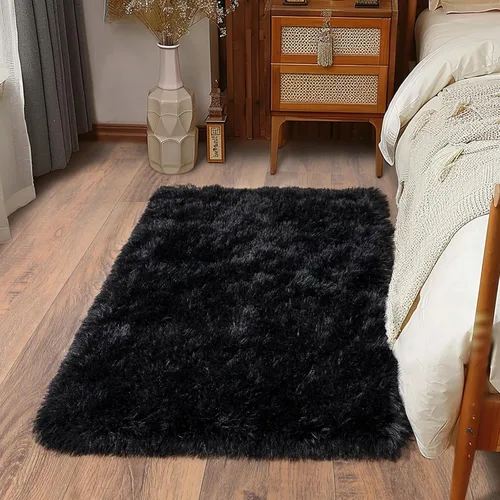 Miniatura 55 de Alfombras suaves para pasillos de dormitorio, nuevas, con parte inferior antideslizante mejorada, de 2 x 3, alfombra esponjosa y peluda verde