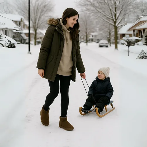 Miniatura 80 de CUSHIONAIRE, Hip 2 - Botas de nieve de gamuza auténtica para mujer, sin cordones, con cómodo forro de piel de oveja sintética + espuma viscoelástica