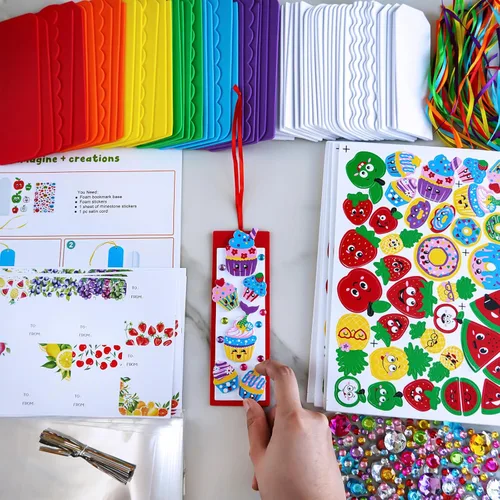 Miniatura 2 de Winlyn 36 juegos de manualidades de frutas, manualidades de verano, marcapáginas de postre de frutas, juegos de arte de manzana, piña, sandía