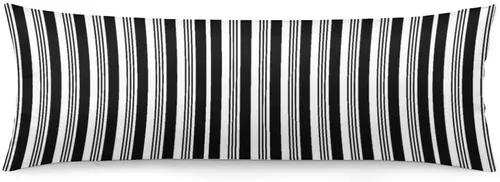Funda de almohada corporal a rayas blancas y negras, fundas de almohada a rayas blancas y negras, funda de almohada larga moderna con cremallera,