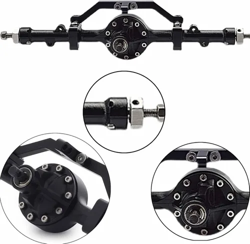 Miniatura 6 de AMK Aleación de aluminio CNC eje trasero completo para 1/10 RC Crawler RC4WD Ge-Lande II TF2 D110 Yo-ta II Ejes (negro)