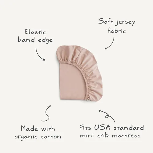 Miniatura 8 de mushie Sábana pequeña elástica y suave para cuna, ajustable de 24 x 38 pulgadas (natural)