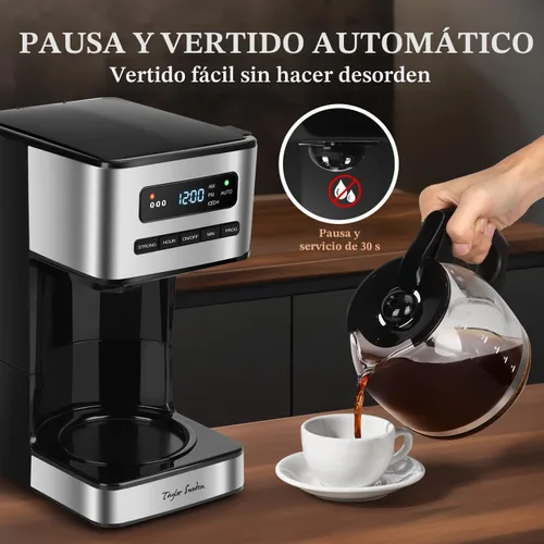Miniatura 7 de Taylor Swoden Cafeteras programables de 12 tazas, cafetera para café caliente y café helado, 4 niveles de intensidad de preparación, pantalla LED