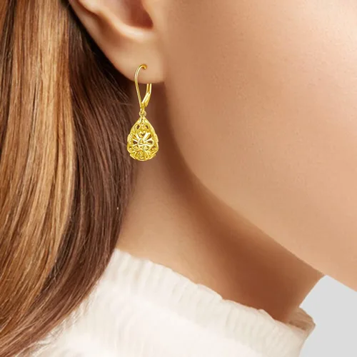 Miniatura 33 de Aretes colgantes de filigrana de plata de ley 925, margarita, loto, flor de rosa, piedra lunar, lágrima para mujer, nudo celta infinito, margarita