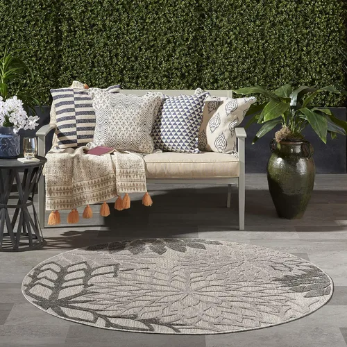 Miniatura 81 de Nourison Aloha - Tapete negro/blanco para interior o exterior, 2 pies y 3 pulgadas x 8 pies, tropical, botánico, fácil limpieza, no desprende pelo