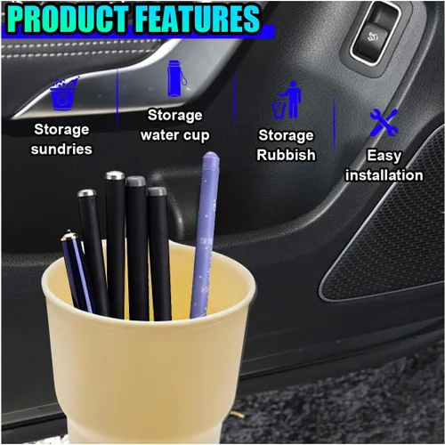 Miniatura 3 de Portavasos colgante para automóvil, organizador de portavasos multifunción con clip de ventilación de aire, soporte de bebida para ventana y puerta