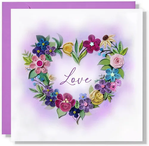 Tarjeta del día de la madre, tarjeta de corazón de flores coloridas, tarjeta de felicitación de amor, tarjeta romántica con relleno para