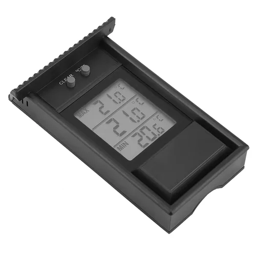 Miniatura 6 de Joyzan Termómetro digital de invernadero, impermeable al aire libre, medidor de temperatura máxima mínima, probador de temperatura alta y baja, Negro