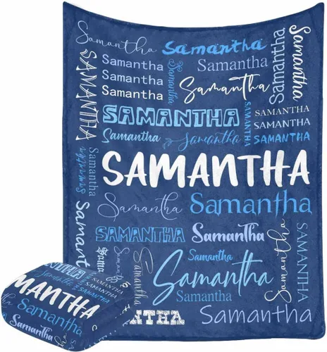 Miniatura 19 de Manta personalizada con nombre con fuente diferente y colorida para niños, mujeres y hombres, divertida decoración personalizada para el hogar, cama