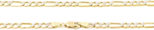 Miniatura 3 de Real 10K dos tonos amarillo y oro blanco hueco Figaro cadena collar 2MM