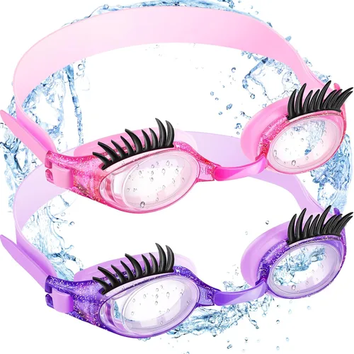 Konohan Gafas de natación para niños, pestañas para niñas, divertidas gafas de natación sin fugas, antivaho y UV para extensiones de pestañas