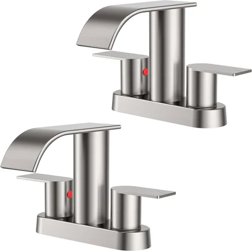 Miniatura 25 de FORIOUS Grifos de baño negros y dorados, cascada de 4 pulgadas con drenaje desplegable de metal y manguera cUPC para lavabo, tocador, RV, pedestal