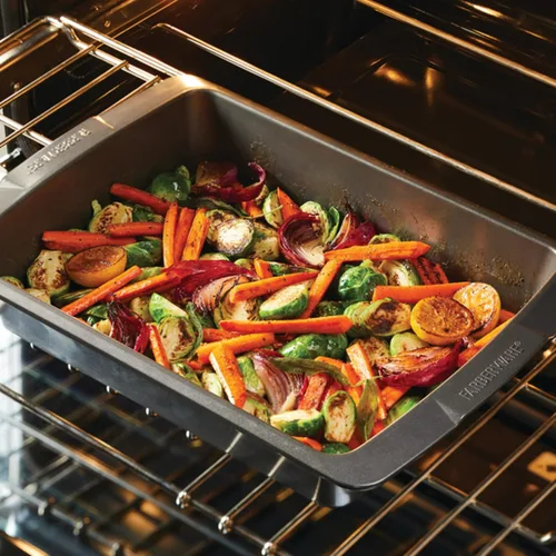 Miniatura 14 de Farberware Bakeware - Sartén antiadherente para asar con estante en U, 14.75 pulgadas x 10.75 pulgadas, color gris