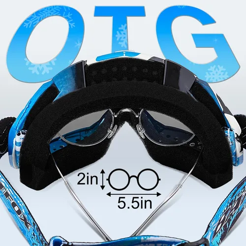 Miniatura 3 de Gafas de esquí antivaho OTG para adultos y niños, gafas de snowboard con 100% protección UV y ajuste antideslizante para esquí