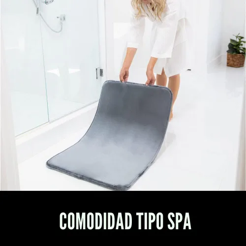 Miniatura 8 de Gorilla Grip Tapetes de baño gruesos, espuma viscoelástica, terciopelo suave, absorbente, puntos sólidos en parte baja, lavables a máquina, Gris
