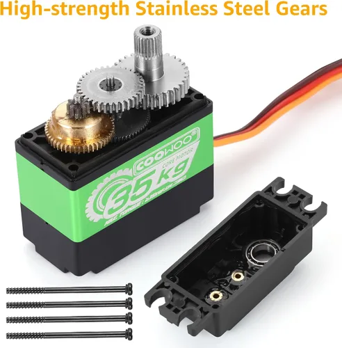Miniatura 2 de Motor sin núcleo de alto par de 77.2 lbs Servo Metal Gear Digital y acero inoxidable Servo Arduino Servo para bricolaje robótico, coche RC