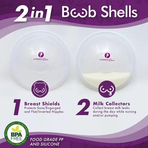 Miniatura 2 de Mommyz Love Conchas de mama y receptor de leche para lactancia materna sin tapones – Recogedor de leche materna para aliviar y proteger el dolor