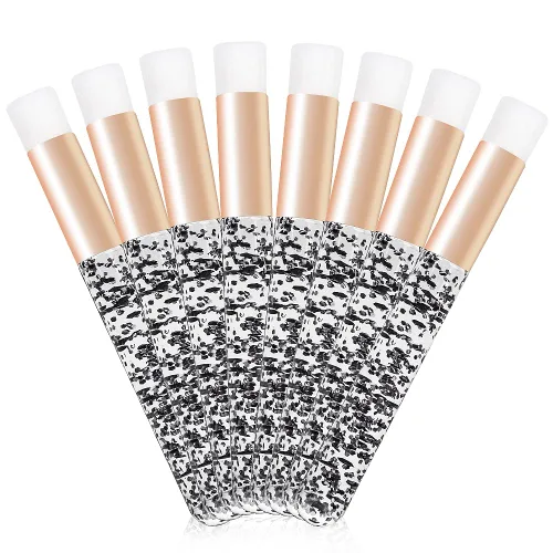 Miniatura 11 de 30 cepillos de champú para extensiones de pestañas de cristal con purpurina con contenedor, herramienta removedor de cepillos para puntos negros