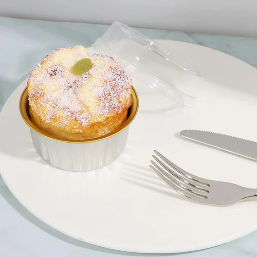 Miniatura 7 de EUSOAR Forros para cupcakes con tapas, 30 piezas desechables de papel de aluminio de 5 onzas, moldes para hornear cupcakes, envases de postre
