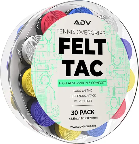 ADV Dry - Cinta de agarre para raqueta de tenis, paquete de 12 y 30 unidades, cinta de agarre para raqueta de tenis FeltTac, cinta de agarre ultra