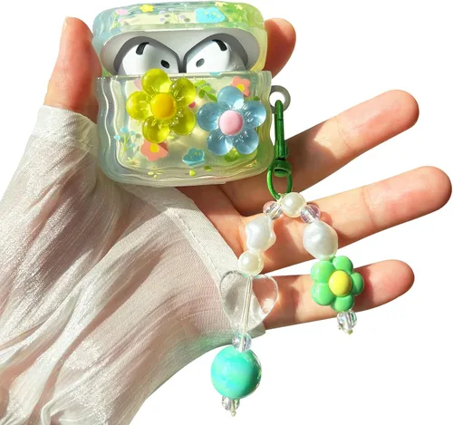 Miniatura 17 de Funda para Airpod Pro 2/1, linda flor 3D con llavero funda protectora de TPU transparente compatible con AirPods Pro de 2ª y 1ª generación, funda