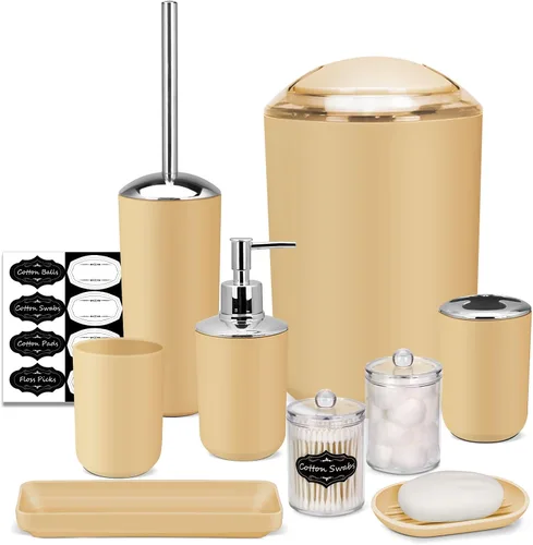 Miniatura 11 de Conjunto de Accesorios de Baño IMAVO, Juego de Baño Verde, Juego de 7 Piezas de Accesorios de Baño, Bandeja, Cepillo de Inodoro, Bote de Basura