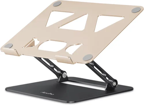 Miniatura 10 de Aoviho Soporte ajustable para laptop para escritorio, soporte portátil y elevador, soporte plegable de aluminio para computadora portátil para Negro