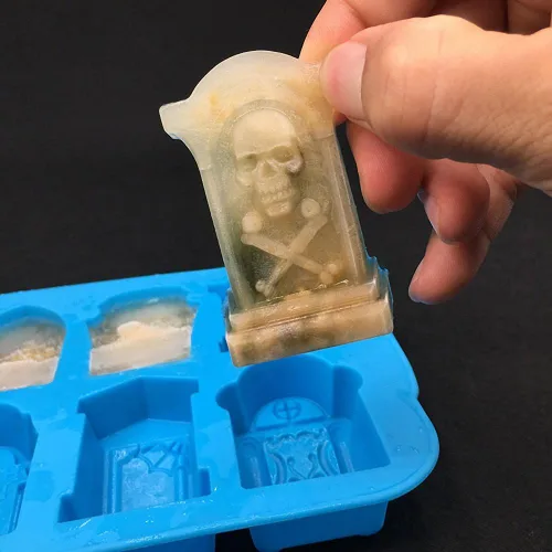 Miniatura 4 de MoldFun Molde de silicona 3D para Halloween, ataúd con calaveras, araña, RIP, molde de silicona para chocolate, caramelos, cubitos de hielo
