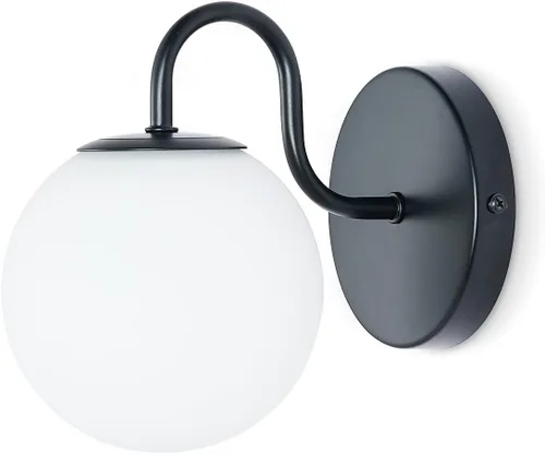 Miniatura 10 de Moderno aplique de pared para dormitorio, latón cepillado, lámpara de pared interior de globo blanco leche, lámpara de pared de vidrio para baño