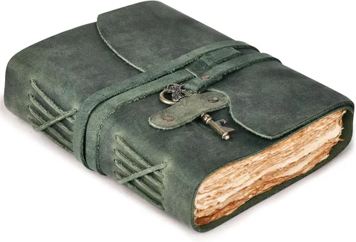 Miniatura 18 de Diario de cuero LEATHER VILLAGE – 200 páginas de papel antiguo con bordes recortados hecho a mano – Diario encuadernado en cuero para mujeres