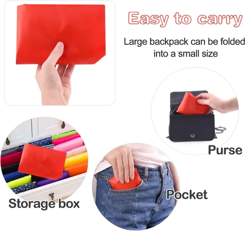 Miniatura 6 de KUUQA Bolsas de mochila con cordón a granel con bolsillo con cremallera y agujero para auriculares, Rojo -, Viajar