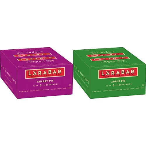 Larabar, barra de frutas y nueces, pastel de cereza, sin gluten, vegano (16 barras) y barra sin gluten, pastel de manzana, vegano (16 barras)