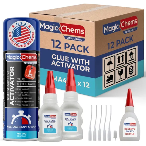 Miniatura 26 de Magic Chems - Pegamento CA con kit activador (2 pegamento de 0.8 onzas + activador de 6.7 onzas líquidas), adhesivo de cianoacrilato para impresión