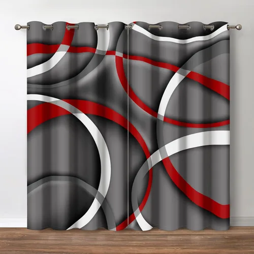 Miniatura 11 de Jekeno Cortinas blancas y negras para ventana, diseño moderno de ladrillo abstracto en 3D, cubos futuristas, geométricos, cuadros, bolsillo