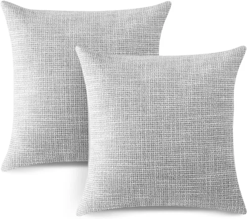 Miniatura 9 de OTOSTAR Juego de 2 fundas de almohada de lino cuadradas decorativas de 20 x 20 pulgadas para decoración del hogar, sofá, dormitorio, automóvil, Gris