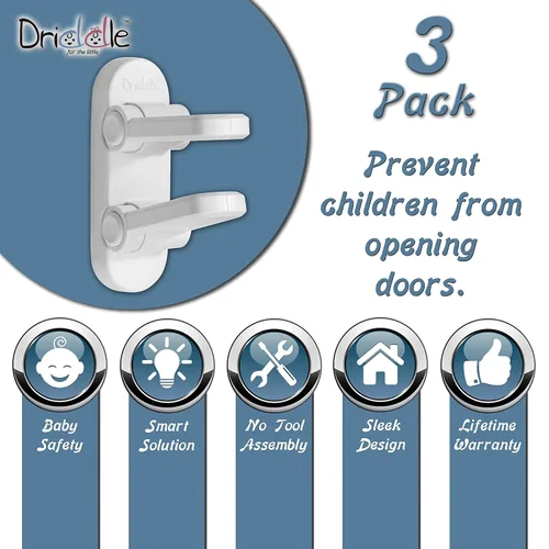 Miniatura 3 de Paquete de 2 – Cerradura de seguridad para bebés – A prueba de bebés – Evita que los niños pequeños abran puertas con una cerradura de manija