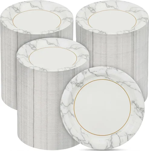 Miniatura 9 de FillTouch Paquete de 200 platos de papel desechables de 7 pulgadas para uso diario, a prueba de remojo, platos de papel pequeños resistentes