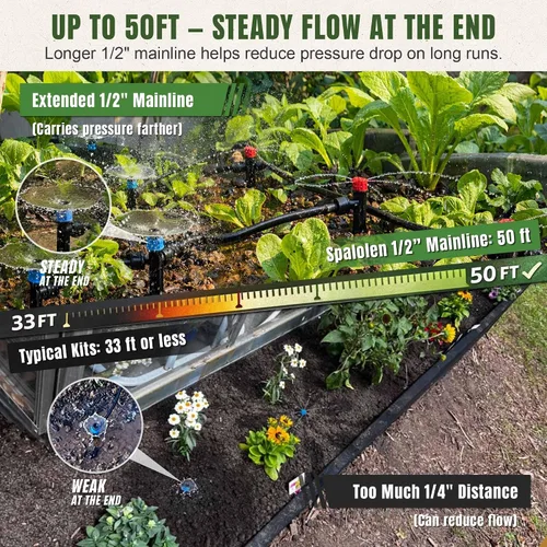 Miniatura 4 de Sistema de riego por goteo de empuje para conectar, sistema de riego ajustable para cama elevada de jardín, sistema automático de riego de plantas