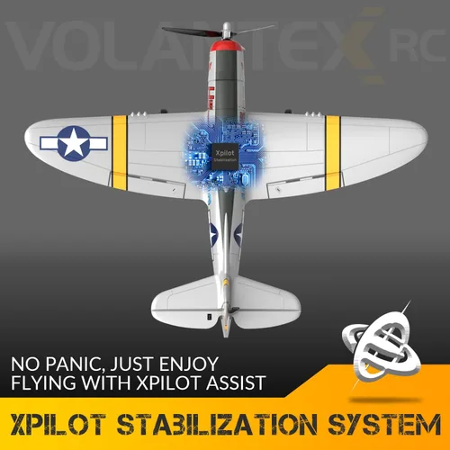 Miniatura 2 de VOLANTEXRC Avión RC para principiantes, 4 canales WWII Warbird P-47 Thunderbolt con Aileron, avión RC de 2.4 GHz con auto enderezamiento Xpilot