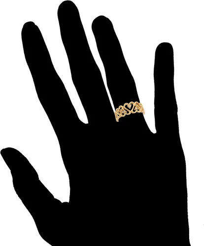 Miniatura 3 de Jewelry Liquidation Anillo de oro amarillo de 10 quilates con diamantes blancos de corte redondo y diseño de corazón abierto
