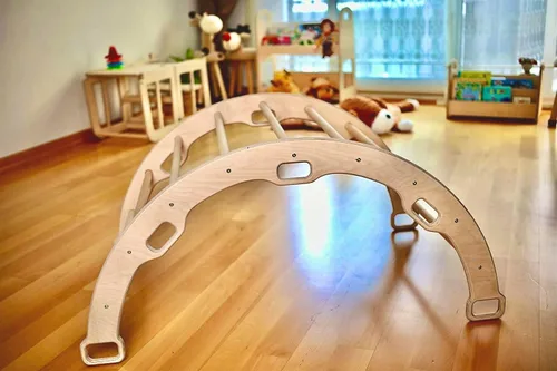 Miniatura 5 de Arco de escalada Arco de balancín Montessori Arco con almohada acogedora Arco de escalada de madera con cojín Arco de escalada de madera