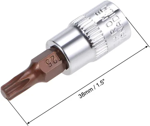 Miniatura 2 de uxcell 2 unidades de 1/4 de pulgada x T25 Torx zócalo, brocas de acero S2 CR-V sockets 1.496 in longitud uso con llave de trinquete, barra